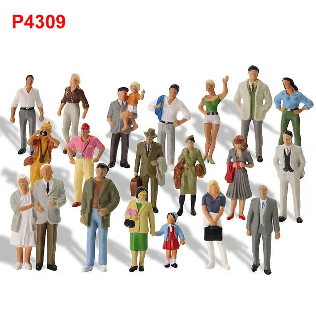 Evemodel 20pcs Model Trains All Standing O Scale 1:43 Painted Figures People Passengers