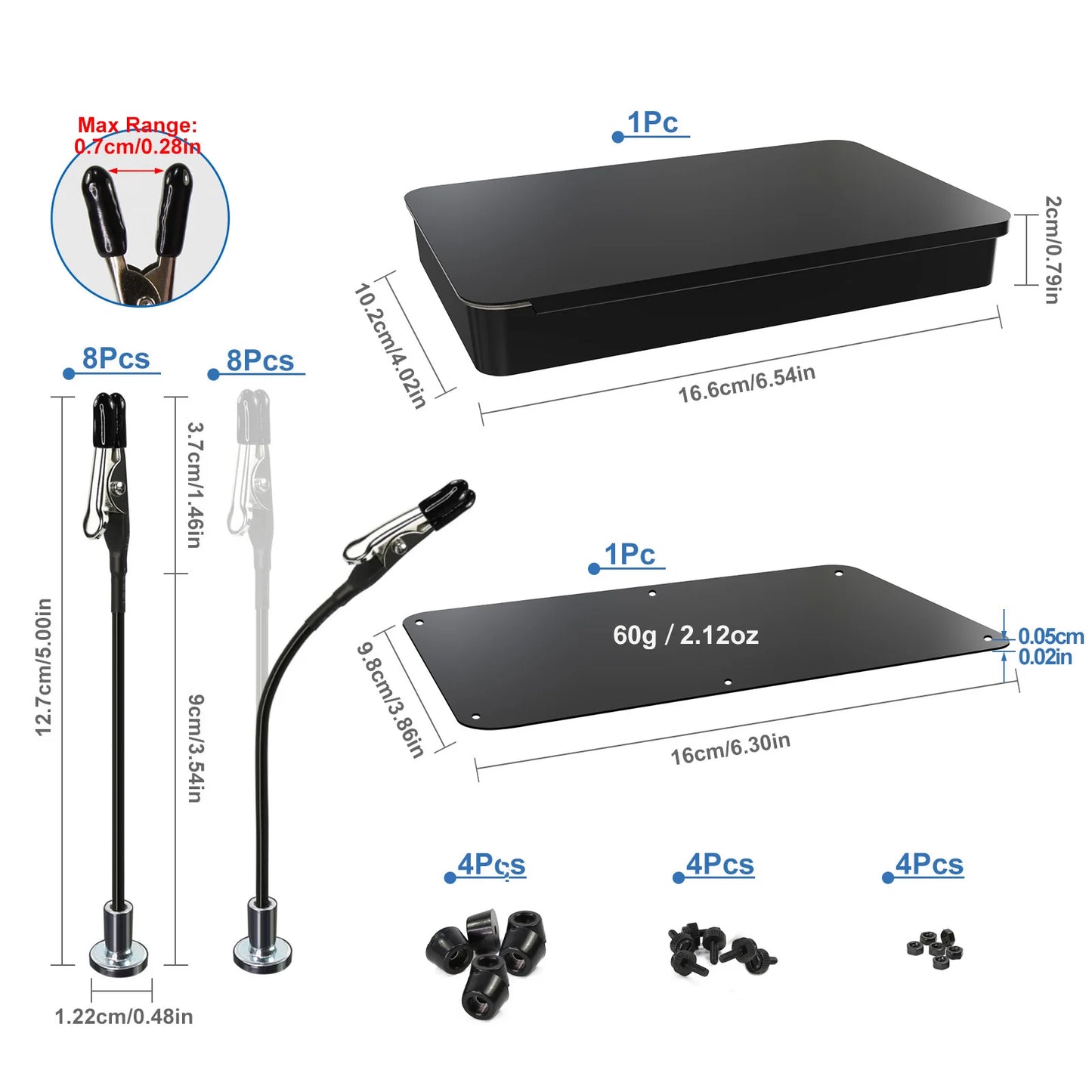 Evemodel GJJC2205M Model Magnetic Painting Clips Straight Bendable in Metal Storage Box DIY Spraying Tool Set for Model Hobby