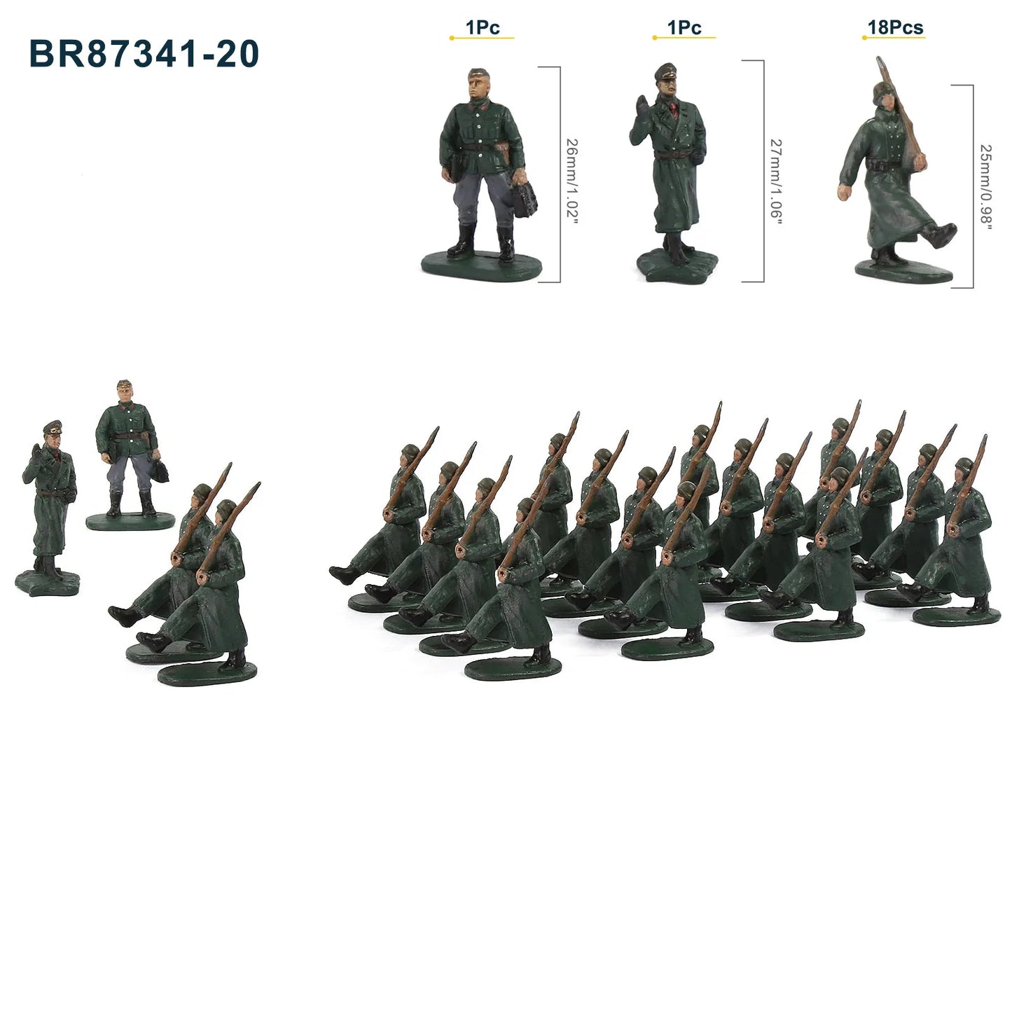 Evemodel HO Scale 1:87 Model Soldiers Officer Military Figures Army Men Armour Infantry