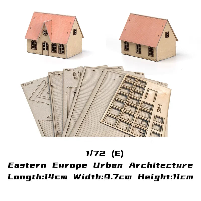 1/72 Scale Wooden House Assembly Puzzle Model Kit for DIY Home Decor