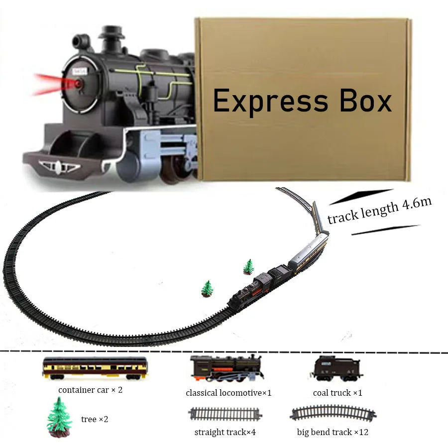 Electric Classical Mornden Train Toy Set for Children, Whistle Car,Railway Tracks, Locomotive Engine Model, Educational Boy Game