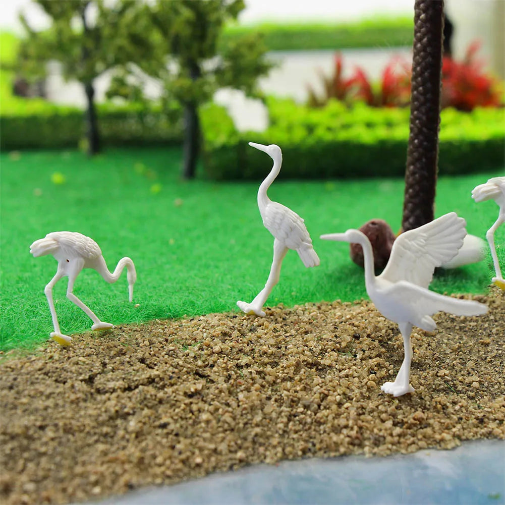 GY25050 24pcs O Scale 1:50 Plastic Birds Red-crowned Crane for Model Garden Park Scene