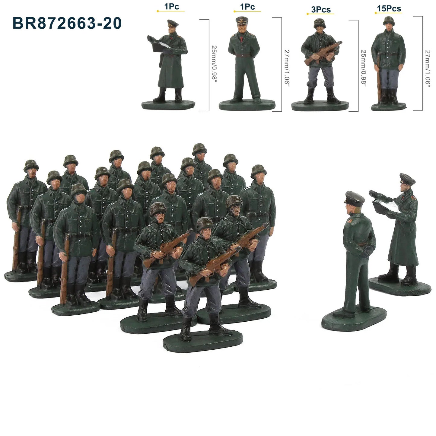 Evemodel HO Scale 1:87 Model Soldiers Officer Military Figures Army Men Armour Infantry