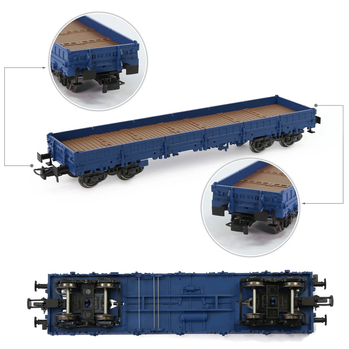 1 Unit Evemodel Trains - Painted Unlettered HO Scale 40' Low-side Car Model Wagon with Metal Wheels C8764