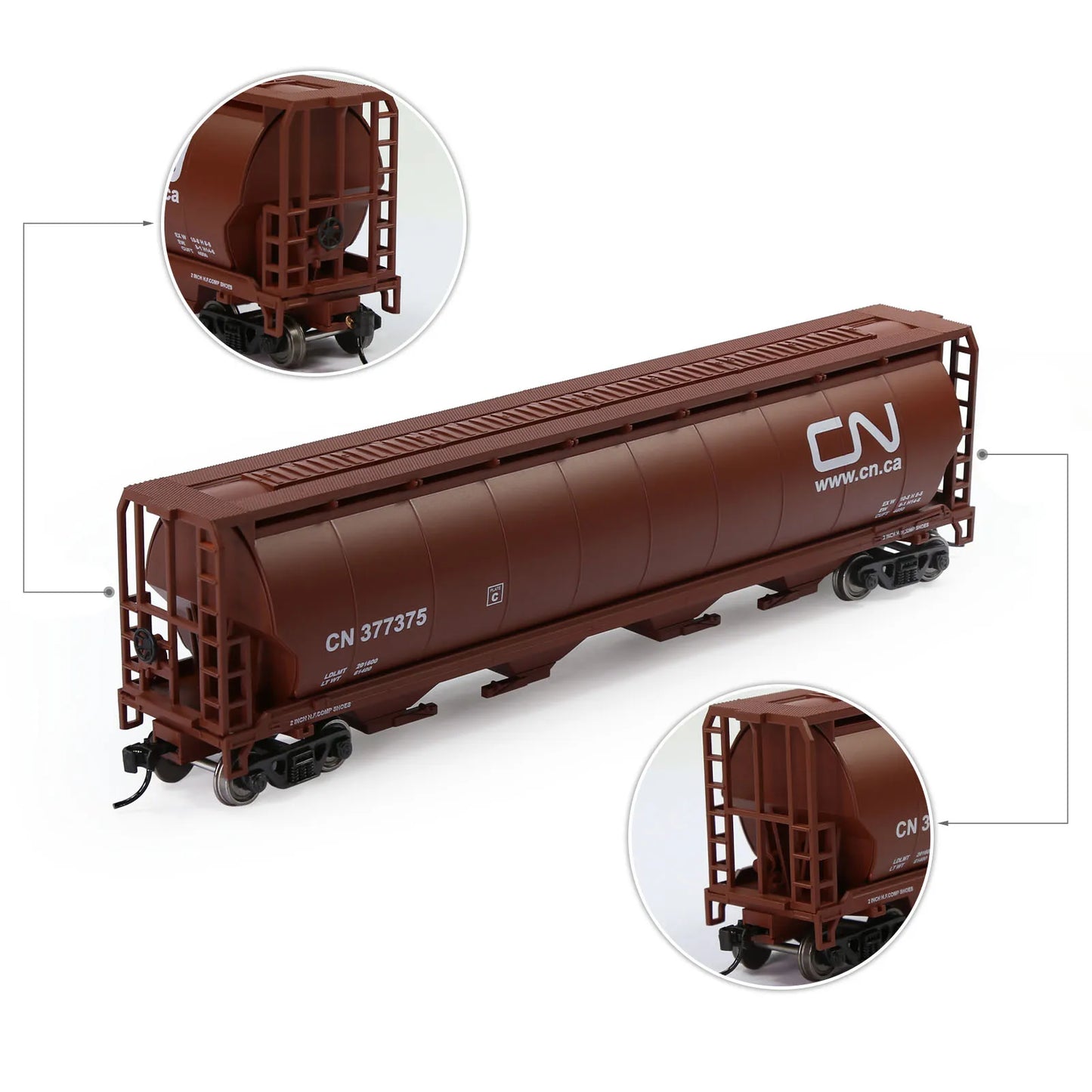 Evemodel Wagon Model Trains HO Scale 1:87 4-Bay Covered Grain Hopper Car C8744