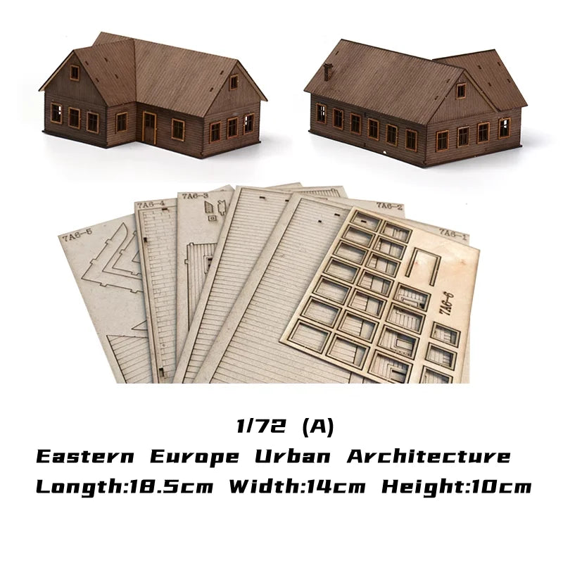 1/72 Scale Wooden House Assembly Puzzle Model Kit for DIY Home Decor