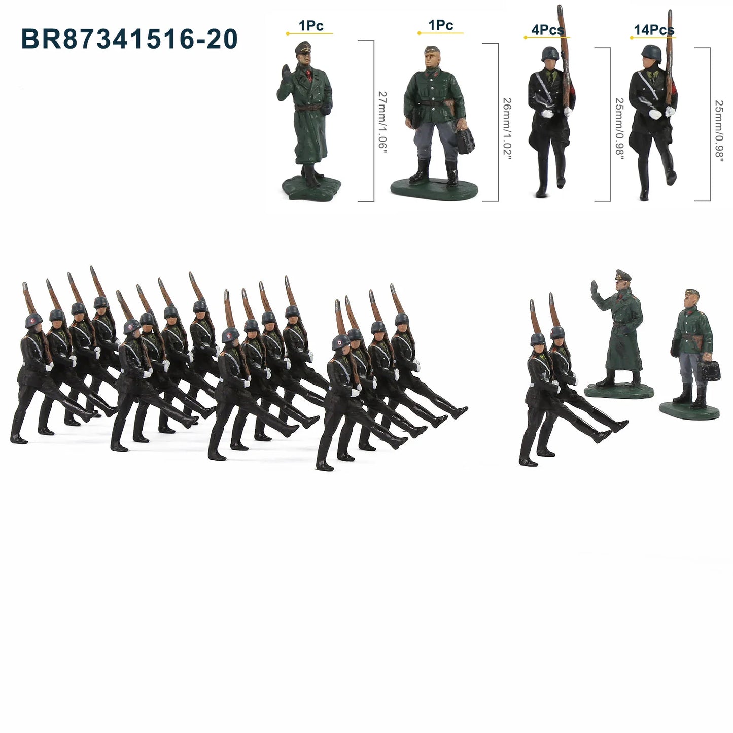 Evemodel HO Scale 1:87 Model Soldiers Officer Military Figures Army Men Armour Infantry