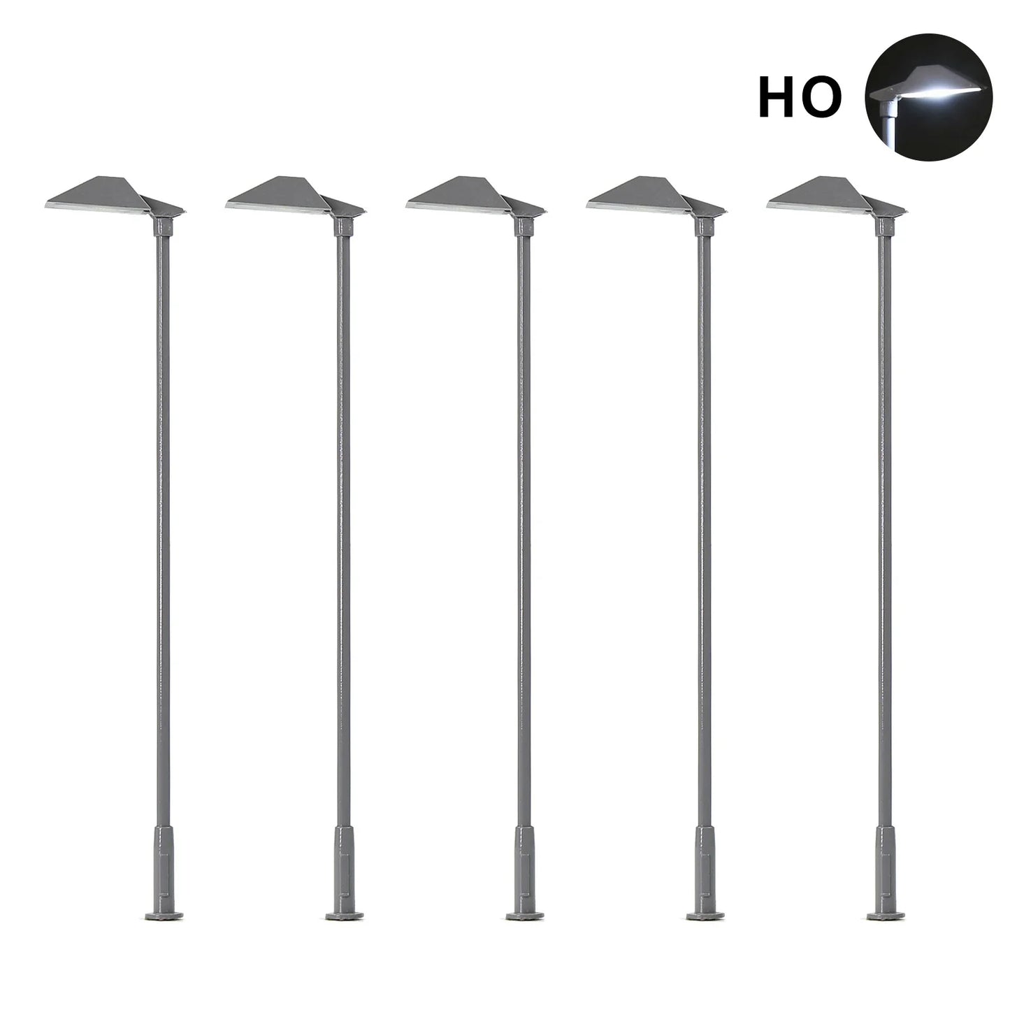 Evemodel 5pcs Model Railway HO Scale 1:87 Metal Lamp Street Light Bright LED Shade LD01HOWGr