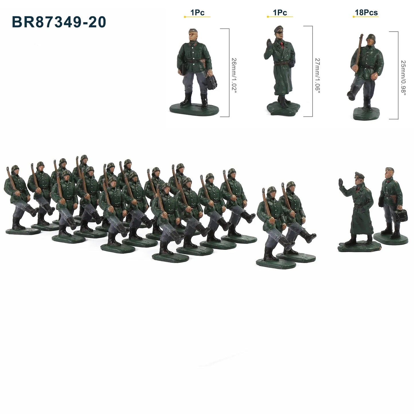 Evemodel HO Scale 1:87 Model Soldiers Officer Military Figures Army Men Armour Infantry