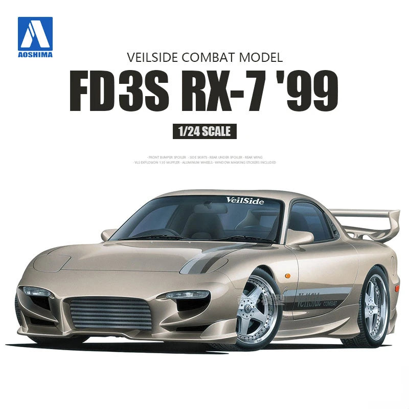 AOSHIMA 06575 Plastic Car Model 1/24 Scale Model Combat Model FD3S RX-7 `91 for Modelling Hobby Collection DIY Toys