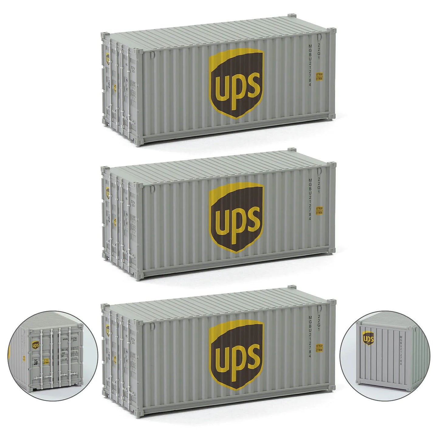 Evemodel HO Scale 1:87 20ft Shipping Container 20' Cargo Box C8726 (Pack of 3) Logistics Series