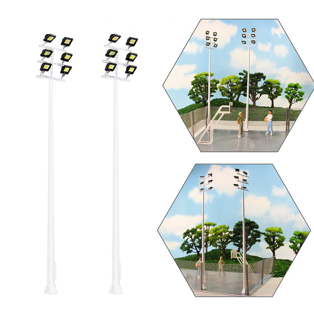 Model Railway HO Scale 1:87 Model Tower Lamps Street Lights 3V with Resistors for 12V  for Garden Playground Stadium Layout