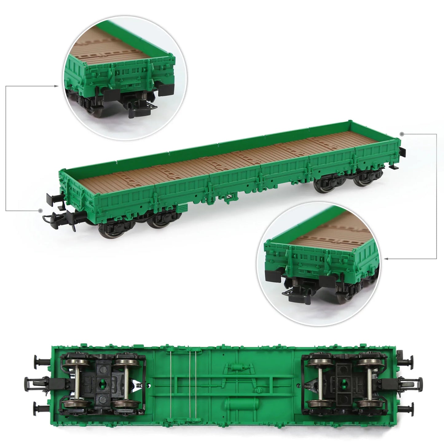 1 Unit Evemodel Trains - Painted Unlettered HO Scale 40' Low-side Car Model Wagon with Metal Wheels C8764