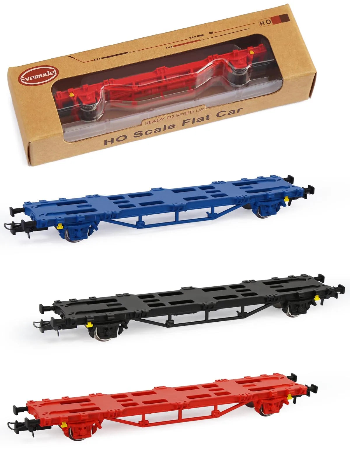 Evemodel C8761 1 Set HO Scale 1:87 Flat Car with 40' 20' Container Model Railway Wagons Freight Car