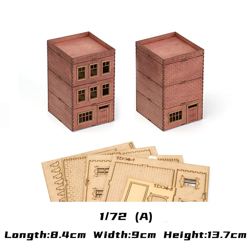 1/72 Scale Wooden House Assembly Puzzle Model Kit for DIY Home Decor