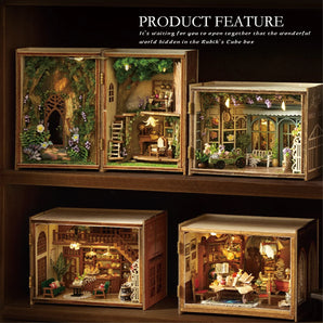 DIY Wooden Miniature Dollhouse Kit - 3D Puzzle with Furniture, Lights & Magic Mini Box - Perfect Gift for Friends