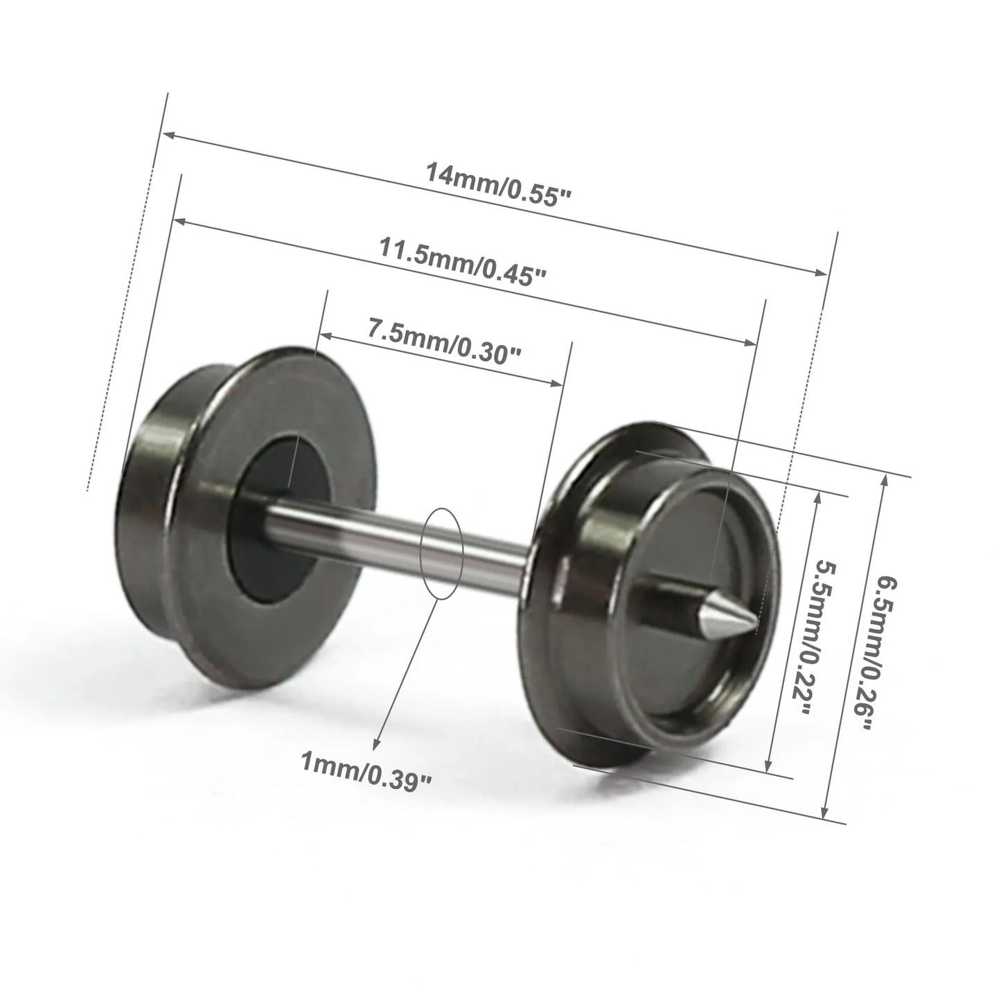 Evemodel Wheelset 12pcs N Scale 1:160 33" Metal DC Wheels Metal Axle for Model Trains Trucks HP05150