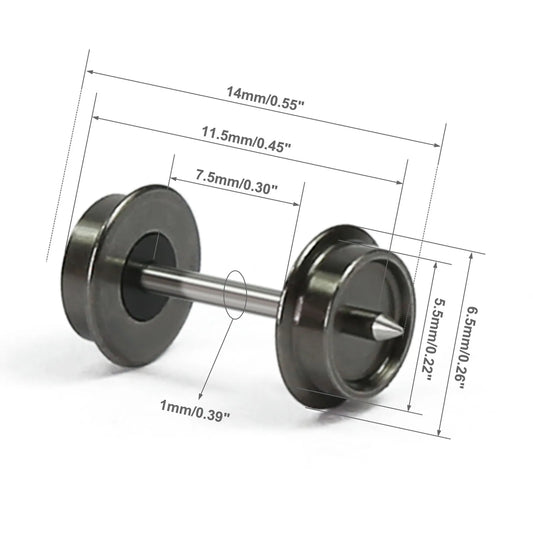 Evemodel Wheelset 12pcs N Scale 1:160 33" Metal DC Wheels Metal Axle for Model Trains Trucks HP05150