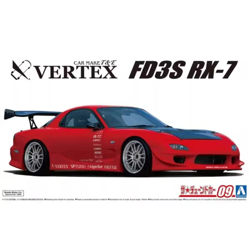 AOSHIMA 05839 Plastic Model Car 1/24 for Mazda Vertex FD3S RX-7 99 Model Car Kits for Adluts Model Hobby Collection DIY Toys