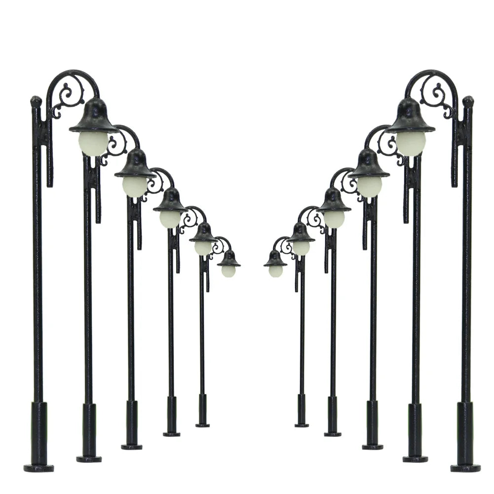 Evemodel 10pcs Model Railway HO Scale 1:87 Lamps Post Street Lights Warm White LEDs 2.65in LYM39