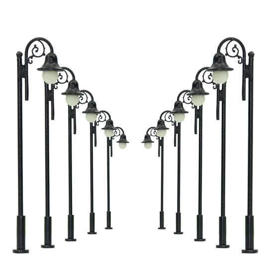 Evemodel 10pcs Model Railway HO Scale 1:87 Lamps Post Street Lights Warm White LEDs 2.65in LYM39