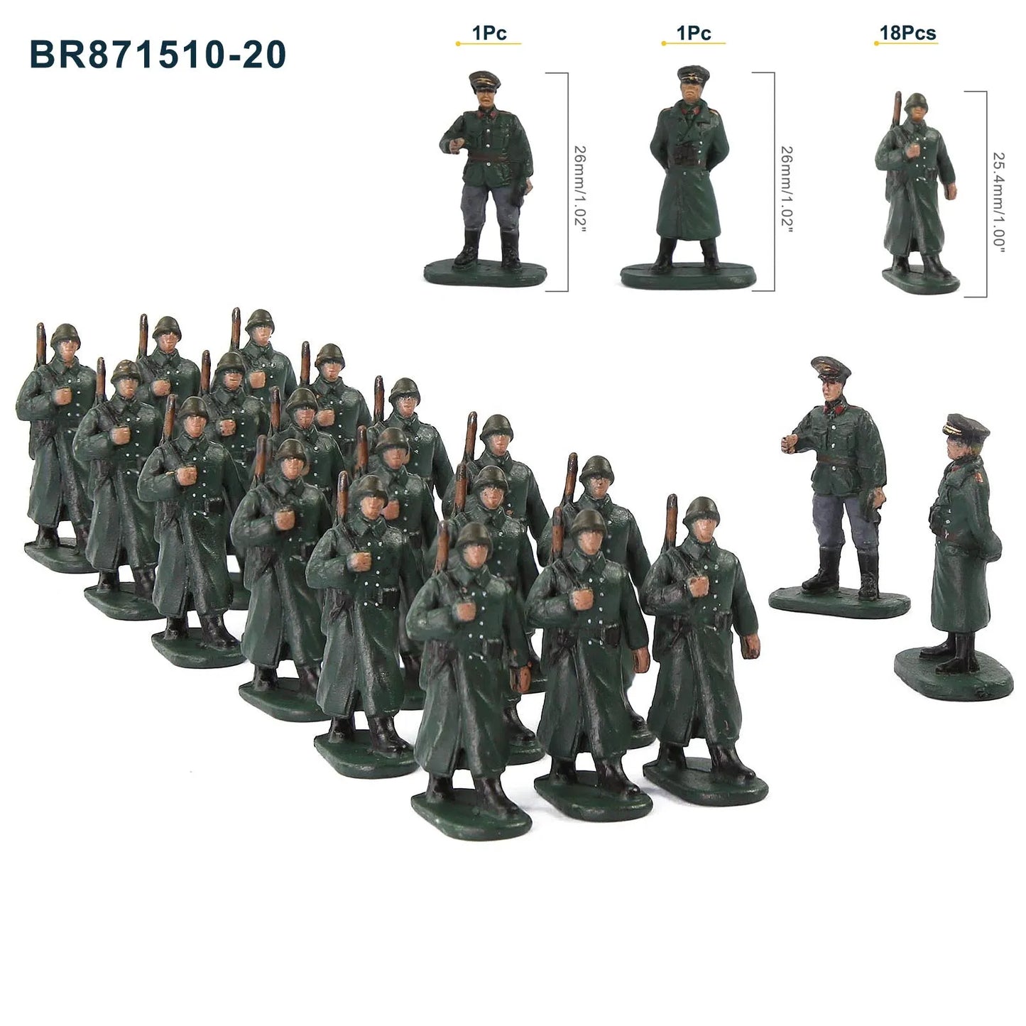 Evemodel HO Scale 1:87 Model Soldiers Officer Military Figures Army Men Armour Infantry