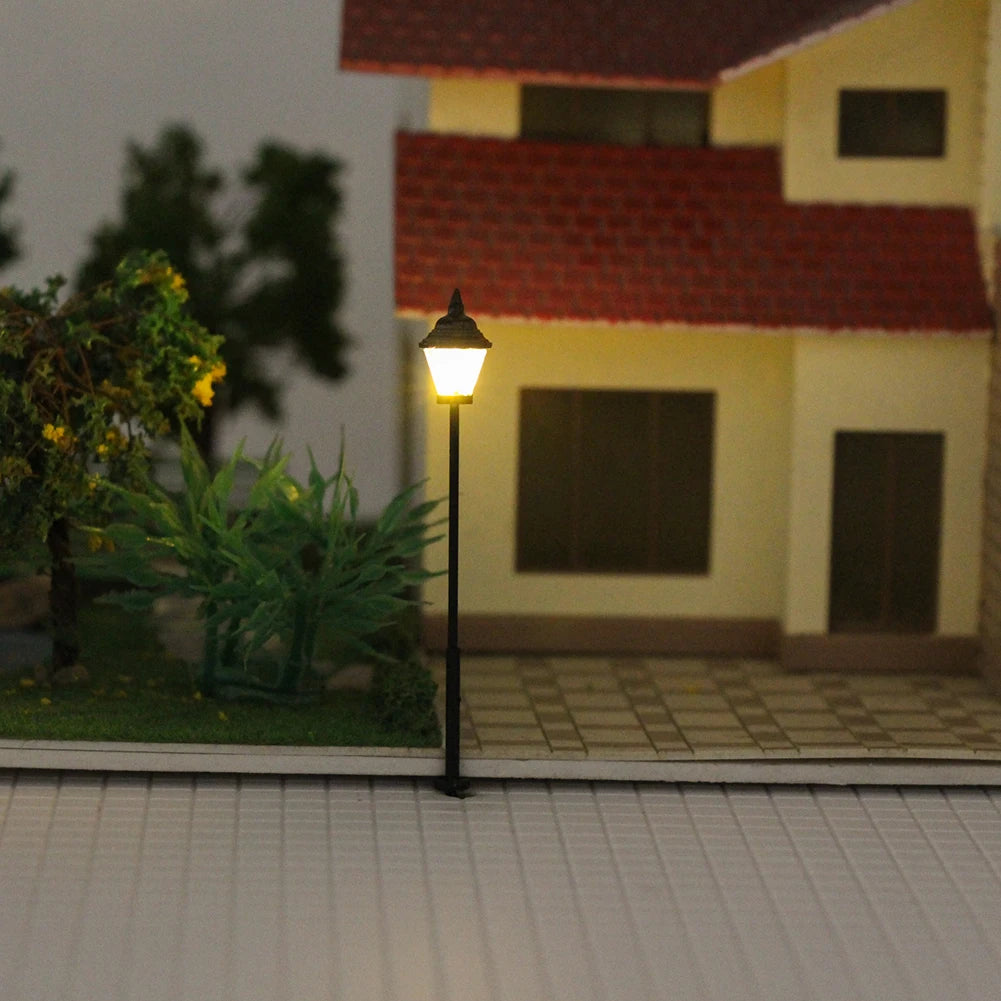 Evemodel LYM07 10pcs Model Railway LED HO Scale Lamps 1:87 Street Lights 2.24inch Warm White