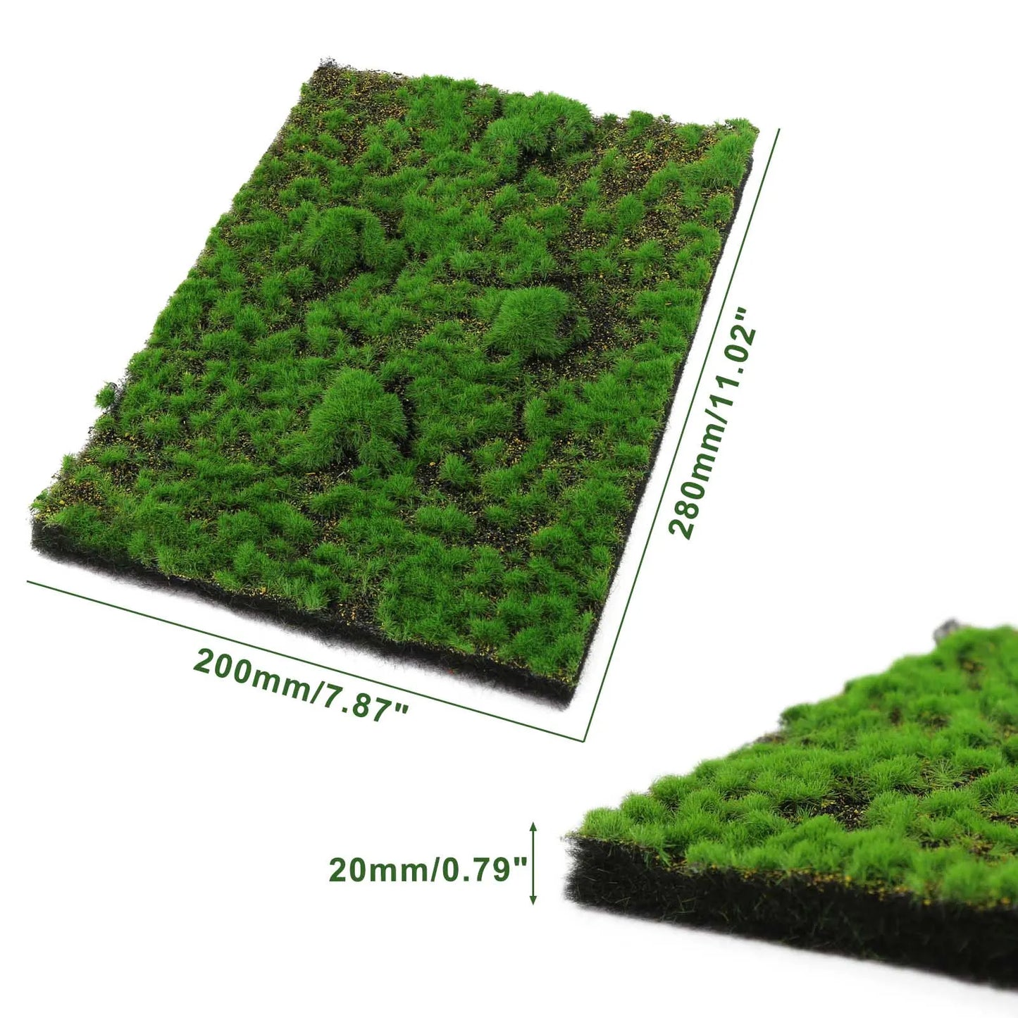 Evemodel 1pc 20cm*28cm Artificial DIY Moss Tufts Grass Mat 2cm Thick Lawn Carpet for Project Model Scene Railway Layout CPBGL