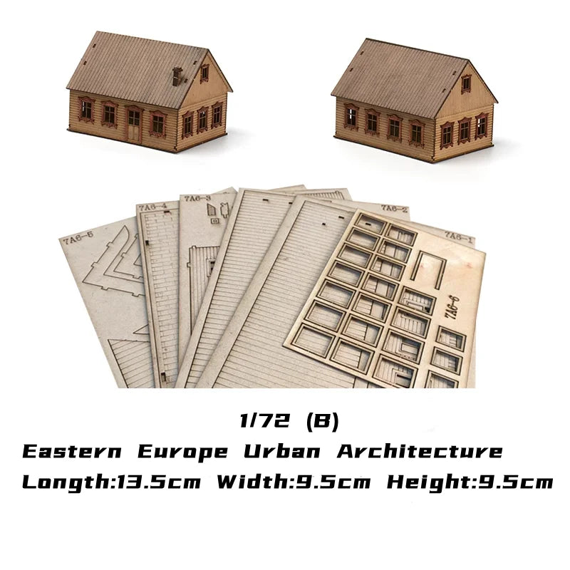 1/72 Scale Wooden House Assembly Puzzle Model Kit for DIY Home Decor