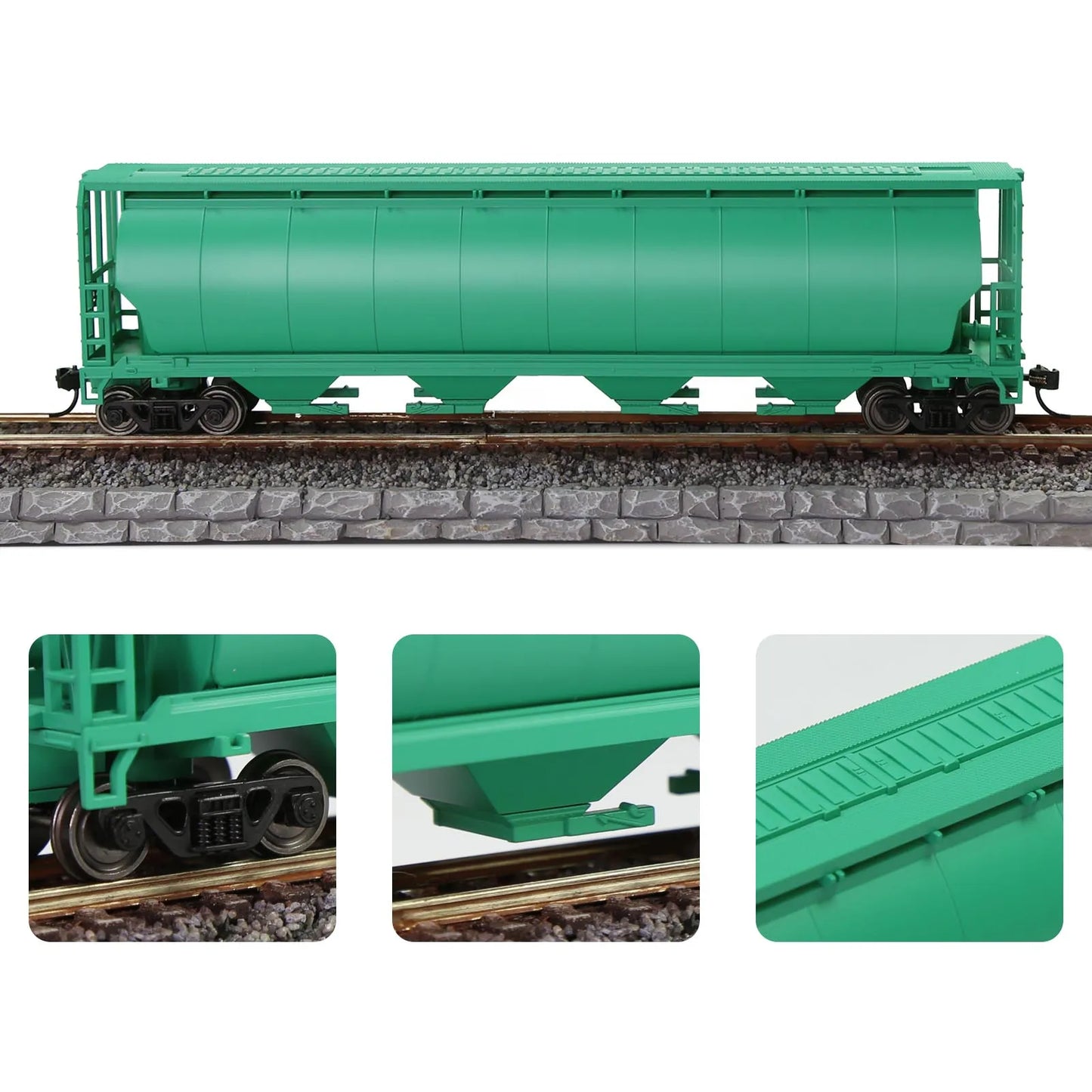 Evemodel Wagon Model Trains HO Scale 1:87 4-Bay Covered Grain Hopper Car C8744