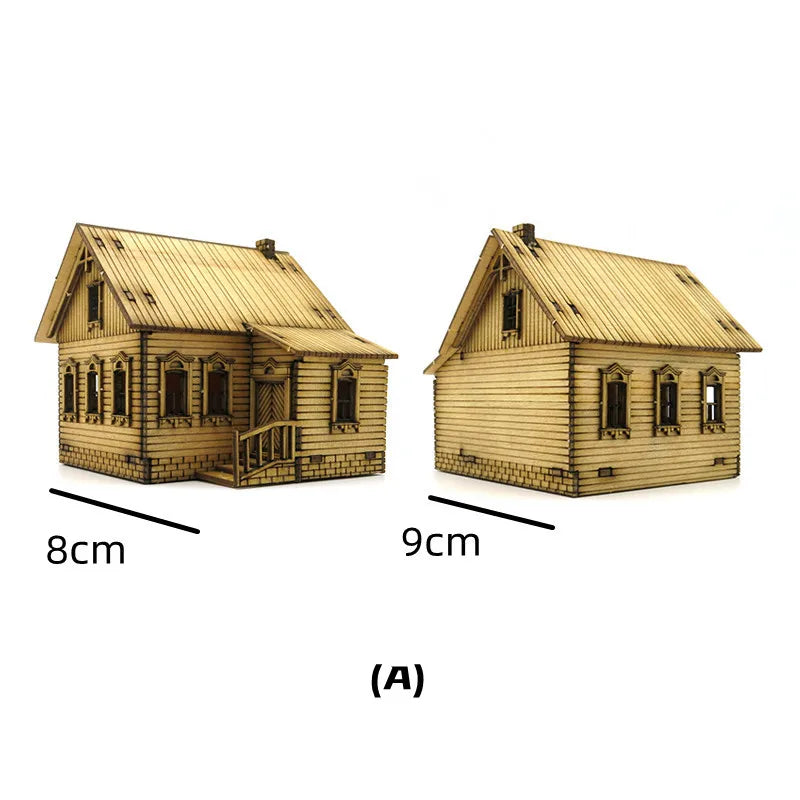 1/72 Scale Wooden House Assembly Puzzle Model Kit for DIY Home Decor