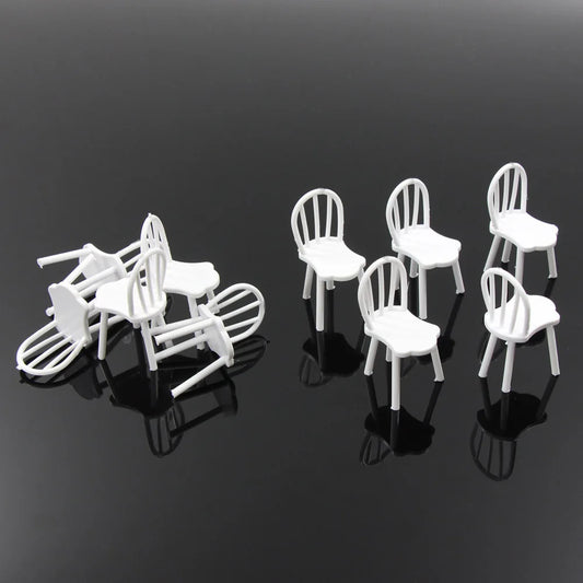 G Scale 1:25 White Chairs Settee Plastic Seats ZY19025 12pcs Model Scenery Evemodel