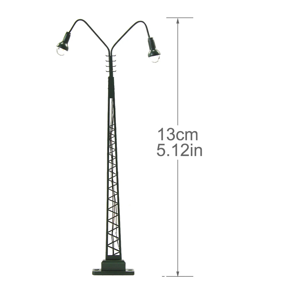 Evemodel 3pcs Model Railway HO Scale 1:87 Two-heads Lights Lattice Mast Lamp Track Light LQS48HO