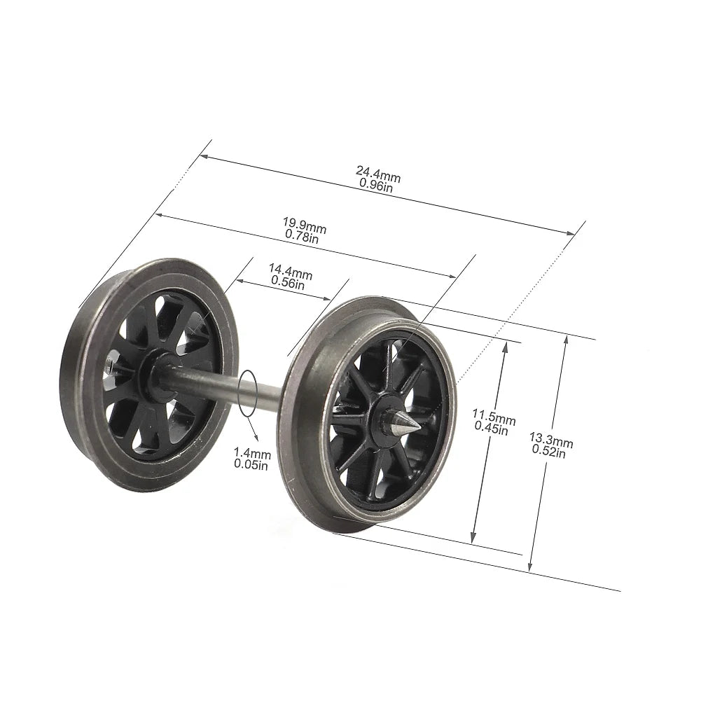 12pcs HO Scale 1:87 36" Metal Spoked Wheels for Model Trains Railway Accessories HP26