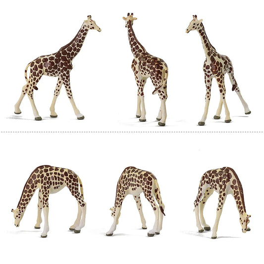 Evemodel Animals 8pcs Model Trains HO Scale 1:87 Giraffe PVC Painted Model Giraffes Zoo Layout Wild Scene AN8712