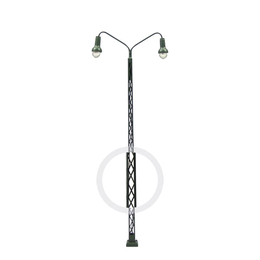 Evemodel 3pcs Model Railway Two-head HO OO Scale 1:87 Lattice Mast Lamp Track Light Warm White  LQS41