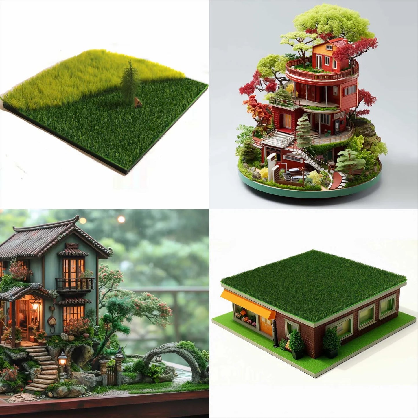 Evemodel 1pc 20cm*20cm Square Grass Mat 3mm 5mm 8mm Thick Artificial Lawn Carpet for DIY Project Model Scene Railway Layout