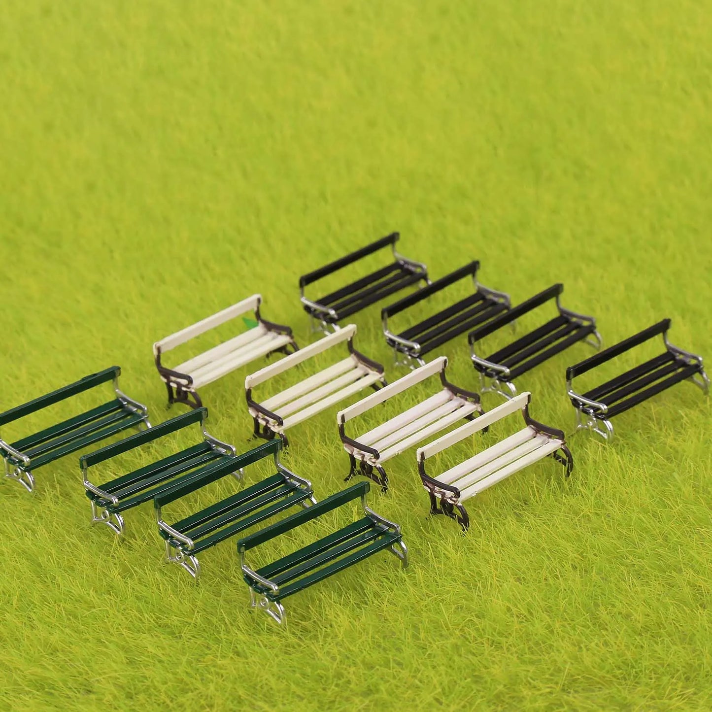 Evemodel 12pcs HO Scale 1:87 Platform Park Benches Street Garden Station Seats Chairs for Model Trains Landscape