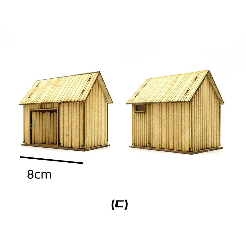 1/72 Scale Wooden House Assembly Puzzle Model Kit for DIY Home Decor