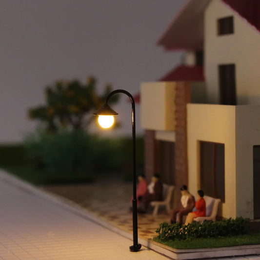 Evemodel LYM12 10pcs Model Railway Warm White LED HO Scale 1:87 Street Light Lamps 55mm