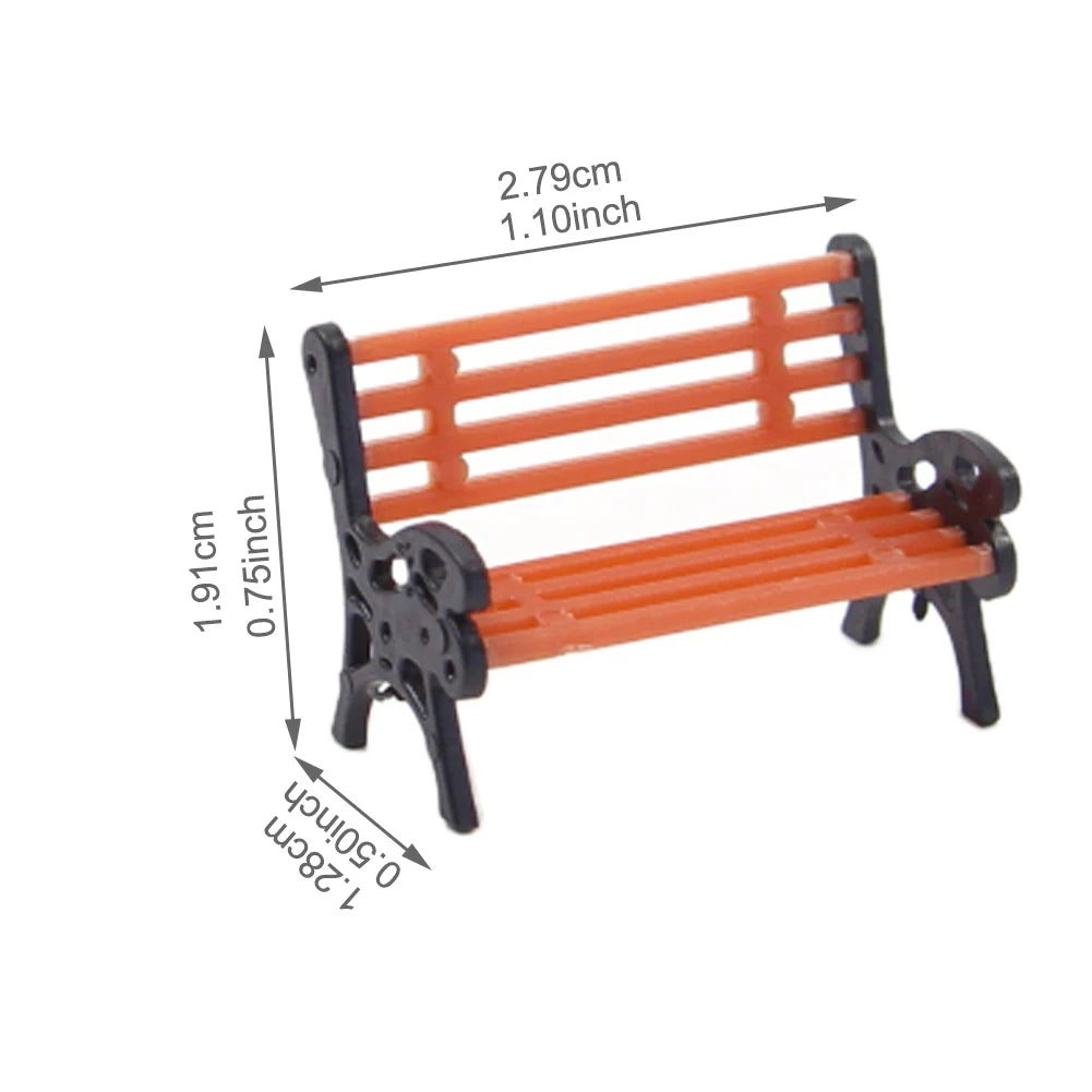 Evemodel 10pcs Model Trains Layout G O HO TT N Scale Model Bench Chair Settee for Park Garden Diorama