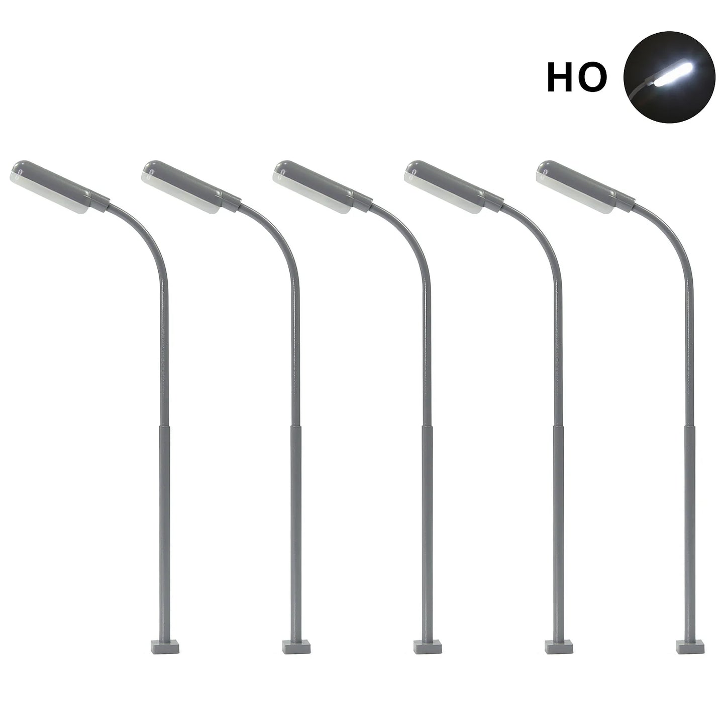 LD03HOWGr Evemodel HO Scale 1:87 Metal Street Light Lamps Bright White LEDs (Pack of 5)