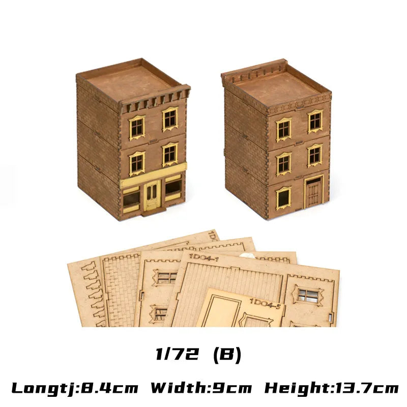 1/72 Scale Wooden House Assembly Puzzle Model Kit for DIY Home Decor