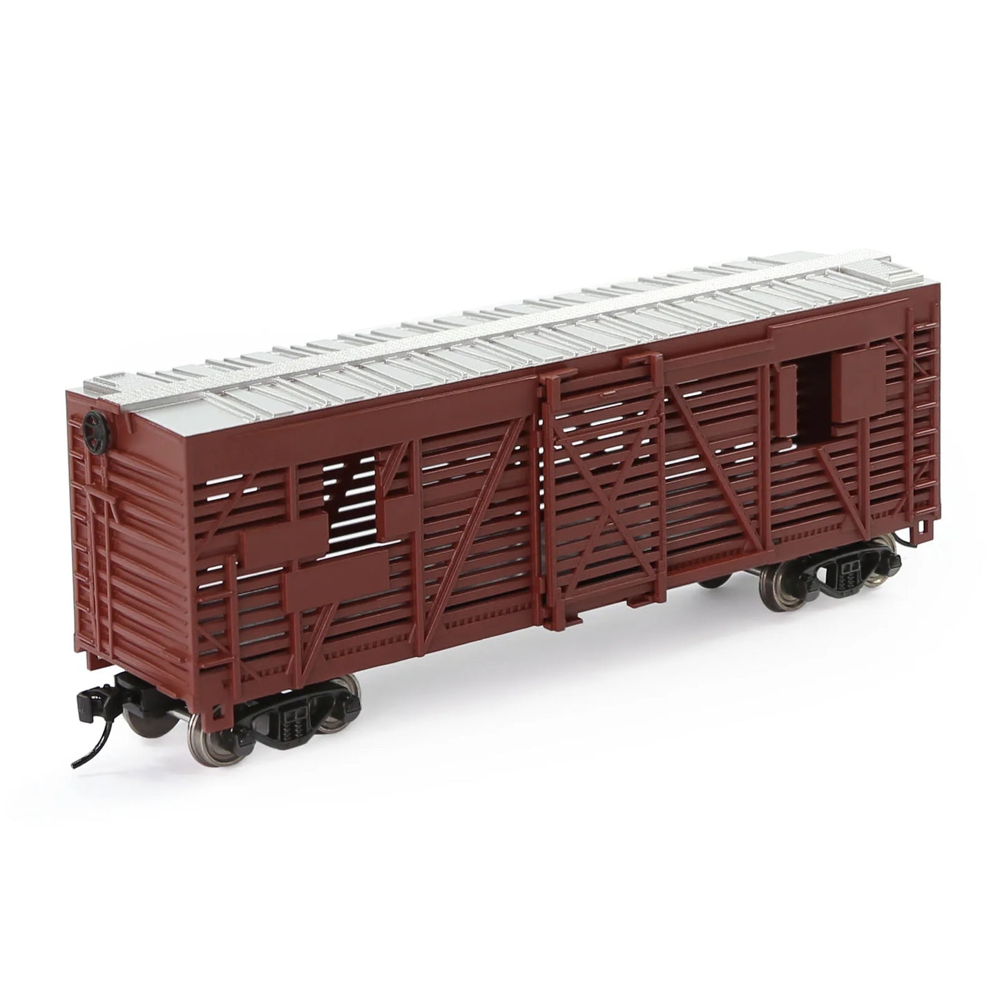 C8767 Evemodel Trains - Painted Unlettered HO Scale 40' Cattle Wagon Stock Car with Metal Wheels