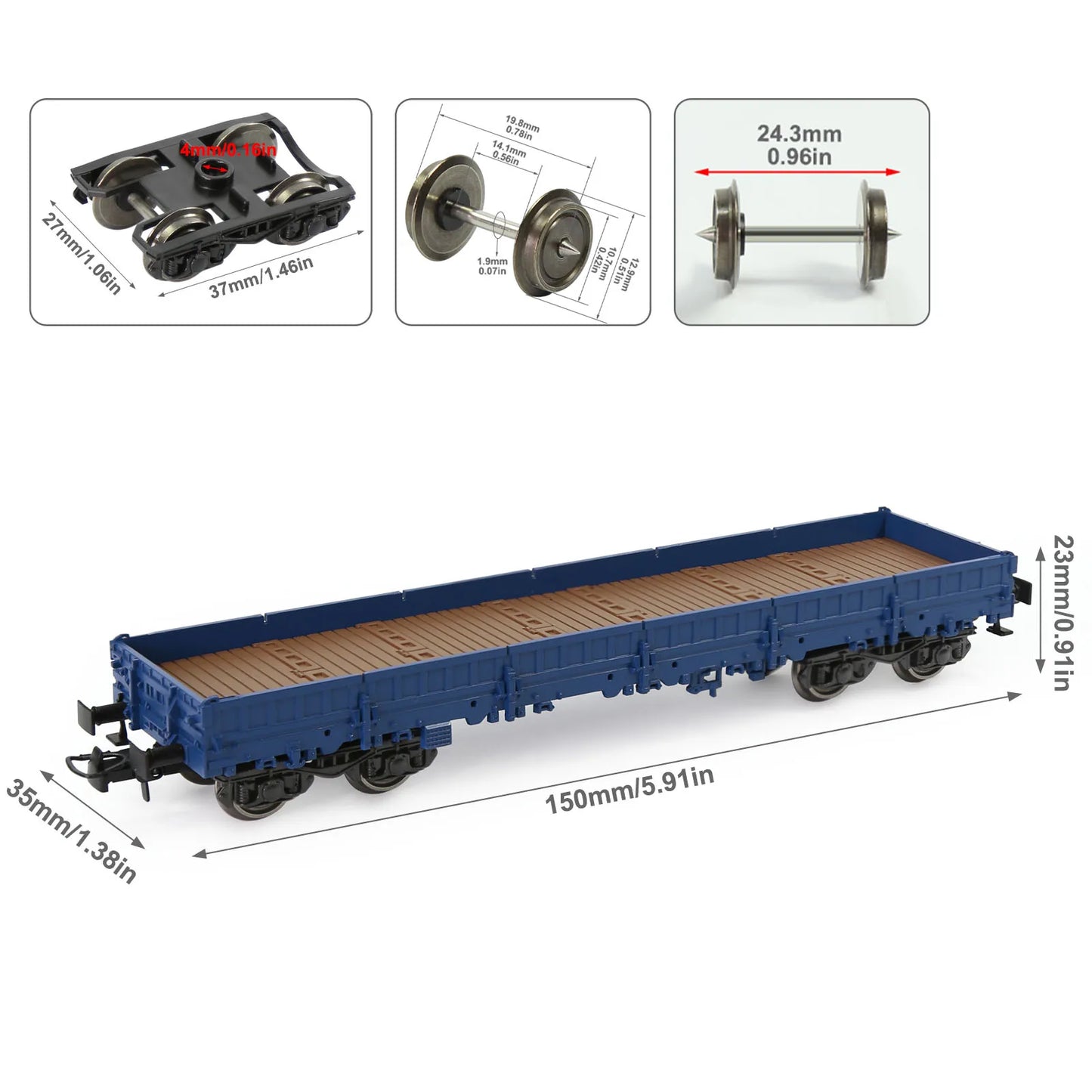 1 Unit Evemodel Trains - Painted Unlettered HO Scale 40' Low-side Car Model Wagon with Metal Wheels C8764