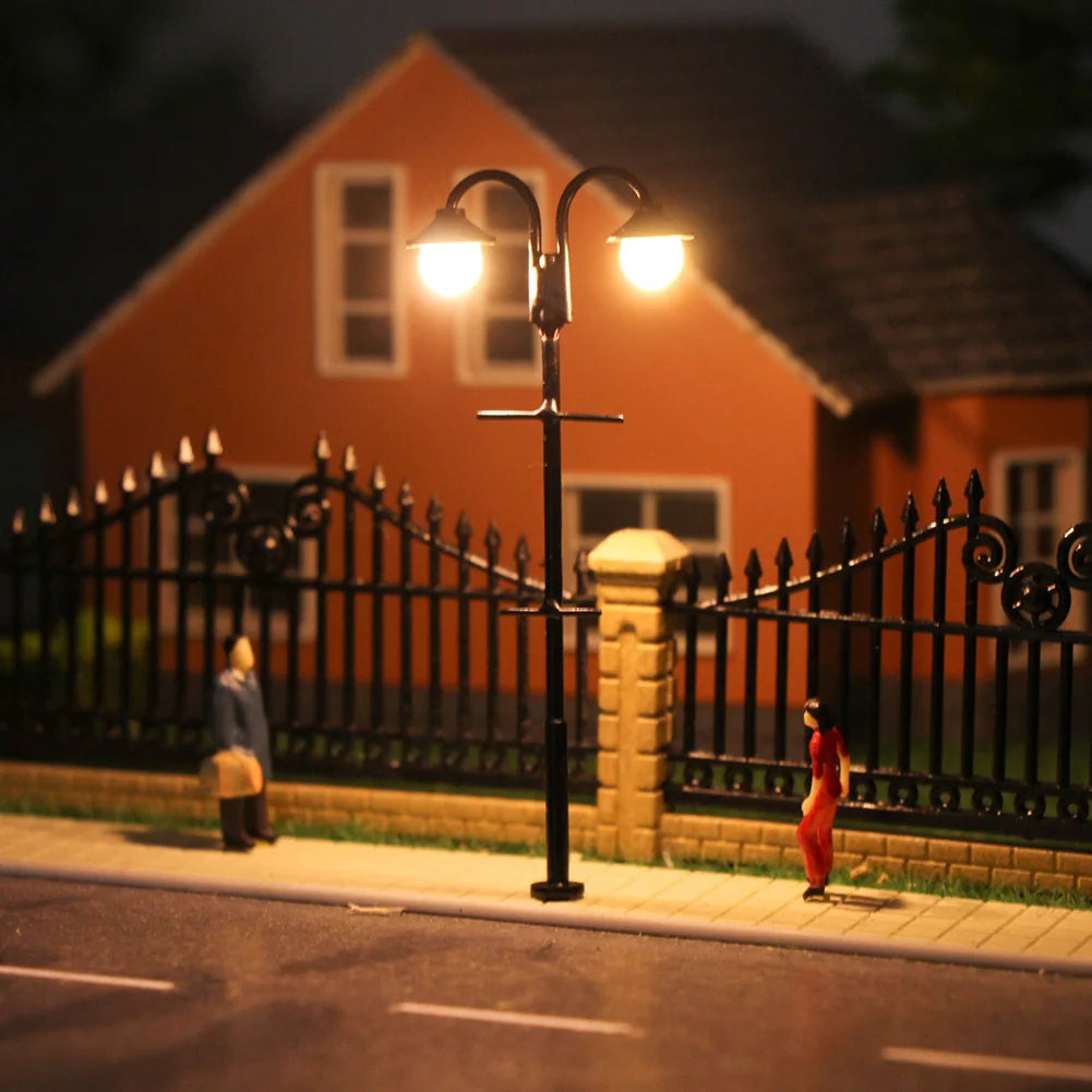 Evemodel LYM60 5pcs Model Train HO Scale 1:87 Street Lights Lamp Post LEDs 65mm 2-LEDs Warm White