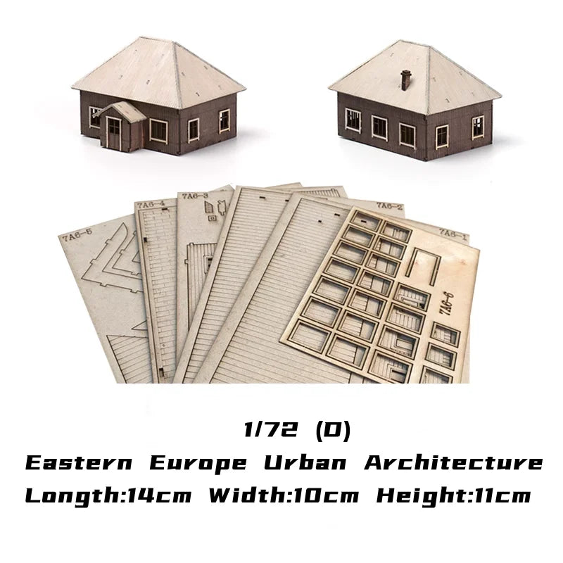 1/72 Scale Wooden House Assembly Puzzle Model Kit for DIY Home Decor