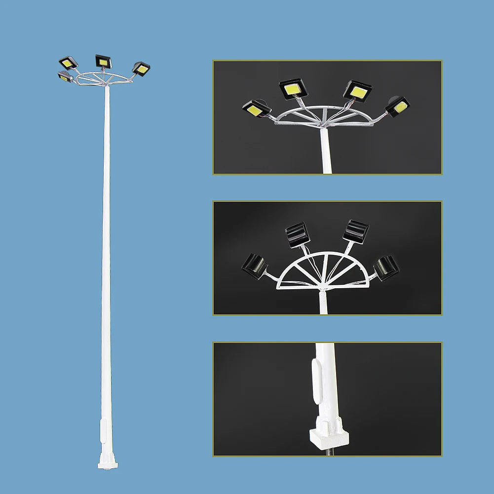 Model Railway HO Scale 1:87 Model Tower Lamps Street Lights 3V with Resistors for 12V  for Garden Playground Stadium Layout