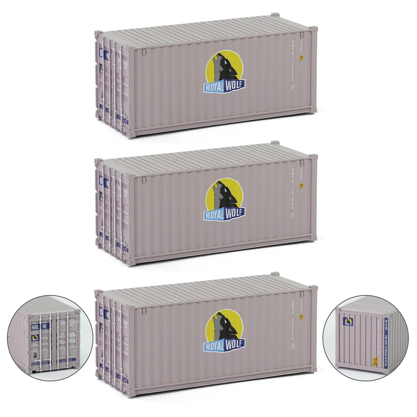 Evemodel HO Scale 1:87 20ft Shipping Container 20' Cargo Box C8726 (Pack of 3) Logistics Series