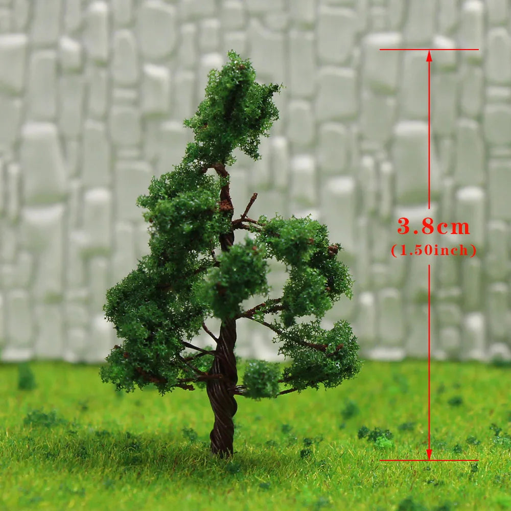 50pcs N Scale 1:160 Deep Green Trees Railraod Tree 43mm Model Layout Iron Wire Trunk D4316